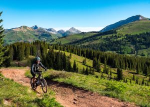 Mountain biker on trails in Crested Butte