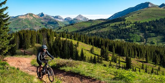 Mountain biker on trails in Crested Butte