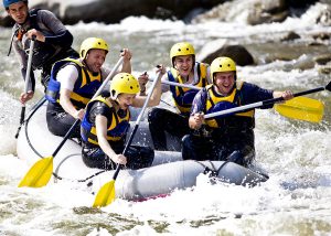 Group of rafters on whitewater